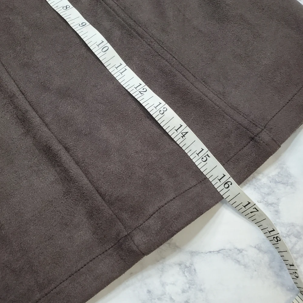LOVE‎ Riche Mini Skirt Womens Small Charcoal Brown Microsuede Western Embroidery